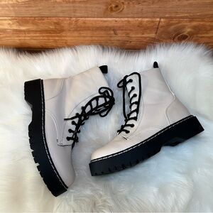 Sincerely Jules White and Black Combat Boots